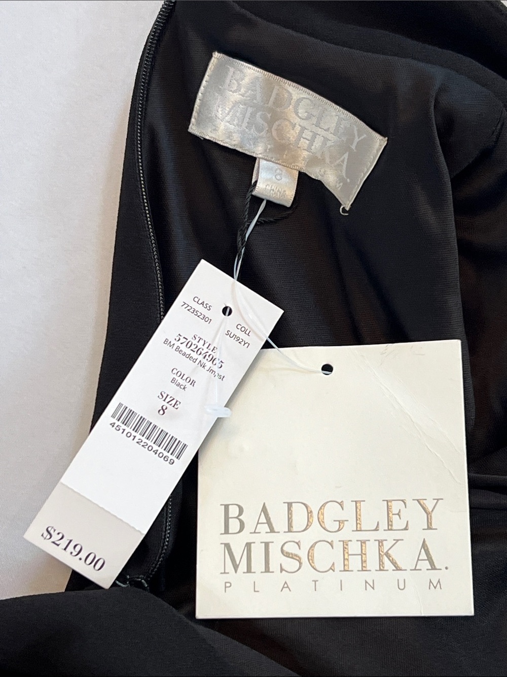 Badgley Mischka Black Beaded Halter Jumpsuit with Waist Sash (NEW) - Picture 14 of 16